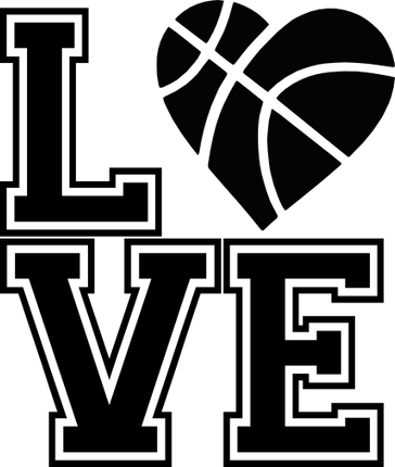 (s047-9) Stacked LOVE Basketball Heart or Round Ball