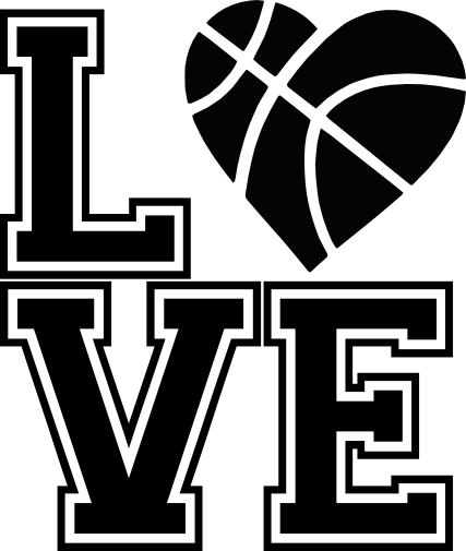 (s047-9) Stacked LOVE Basketball Heart or Round Ball