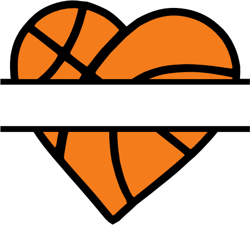 (s047-2-K) Heart Basketball Split Team Name or Custom Text