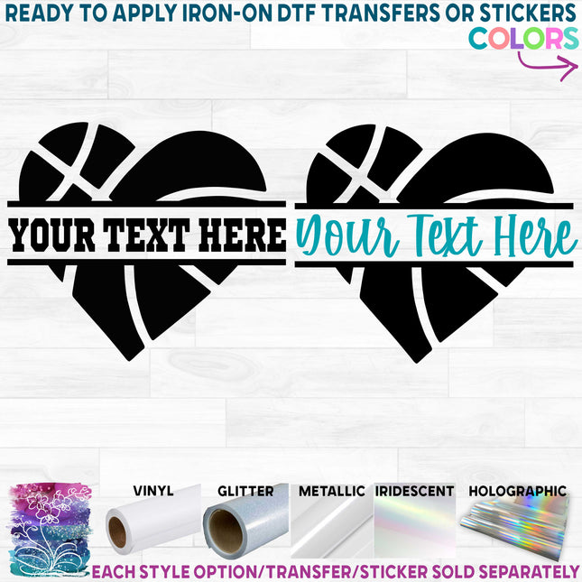 (s047-2) Basketball Heart Team Name Custom Text