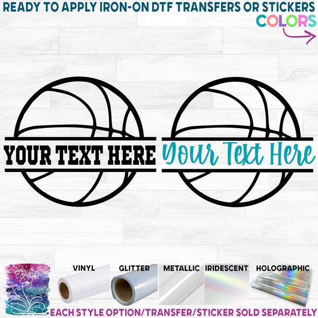 (s047-2) Basketball Round Ball Team Name Custom Text