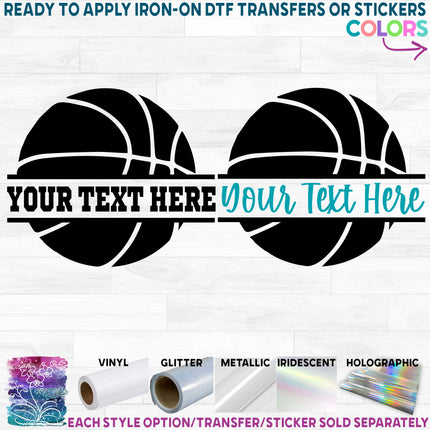 (s047-2) Basketball Round Ball Team Name Custom Text