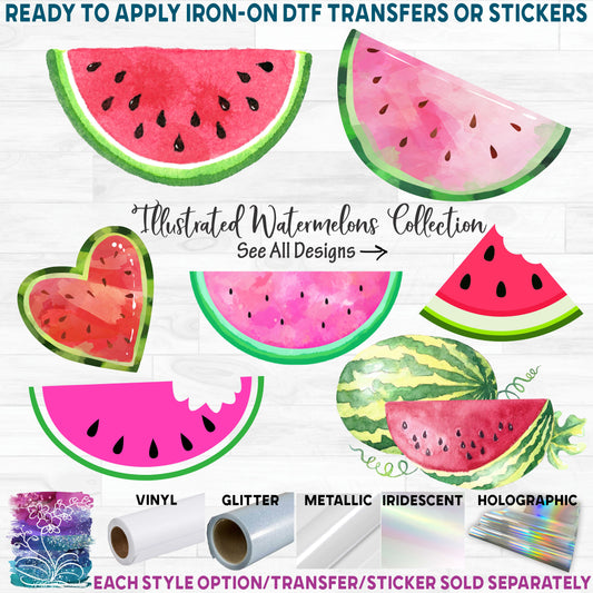 (s004-1) Red & Pink Watermelons Watercolor & Full Color Illustrated Collection 44 Style Options
