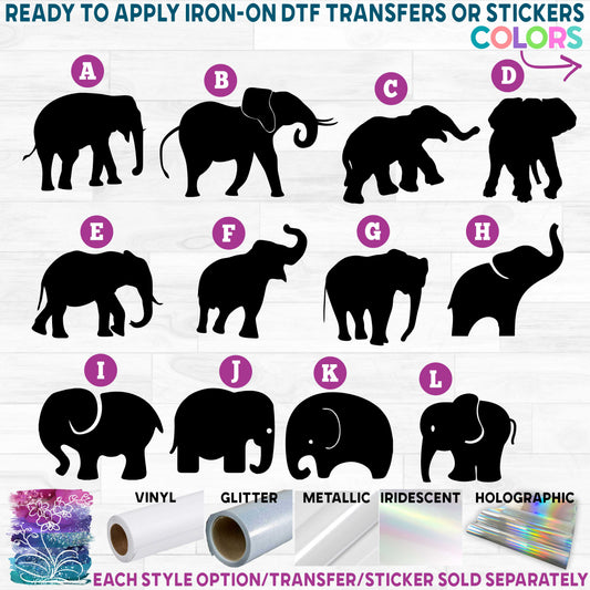 (s005-1) Elephants Elephant Printed Heat Transfer or Sticker