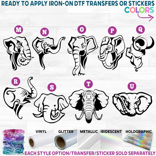 (s005-1) Elephant Printed Heat Transfer or Sticker