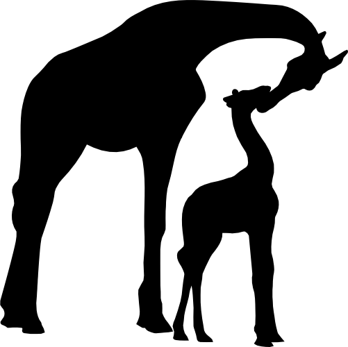 (005-02-H) Mama & Baby Giraffe Silhouette