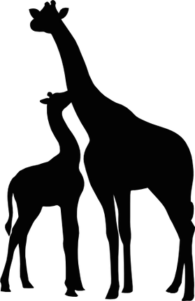 (005-02-I) Mama & Baby Giraffe Silhouette