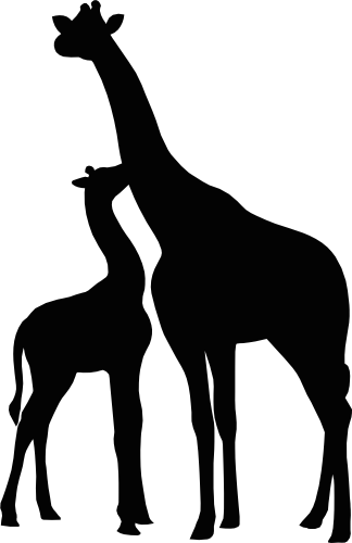 (s005-2-I) Mama & Baby Giraffe Silhouette