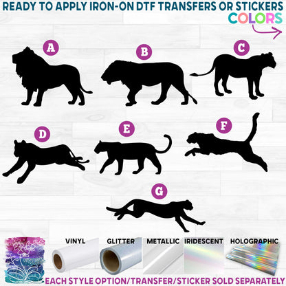 (s005-3) Safari Animals Lion Cheetah Panther Leopard Printed Heat Transfer or Sticker