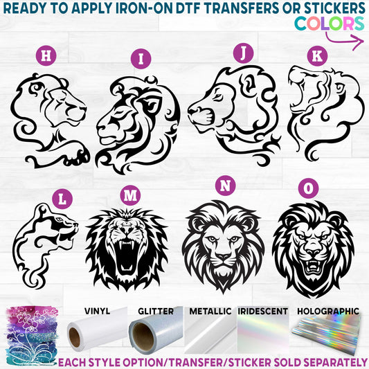 (s005-3) Lion Lioness Printed Heat Transfer or Sticker