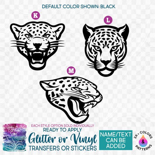 (s005-5) Leopard Jaguar Glitter or Vinyl Iron-On Transfer or Sticker