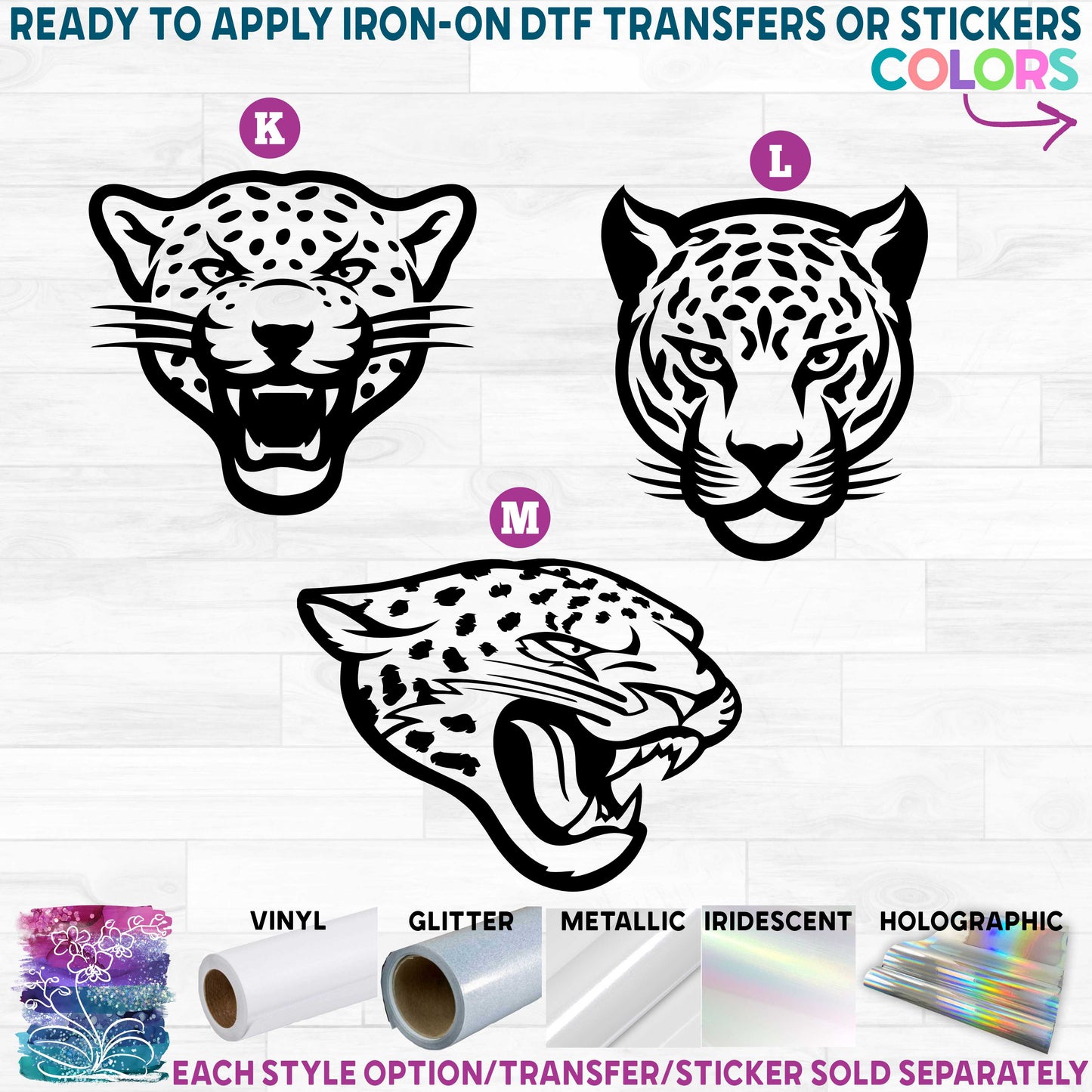 (s005-5) Leopard Jaguar Printed Heat Transfer or Sticker