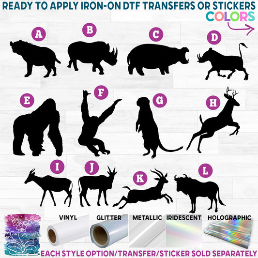 (s005-7) Safari Animals Printed Heat Transfer or Sticker