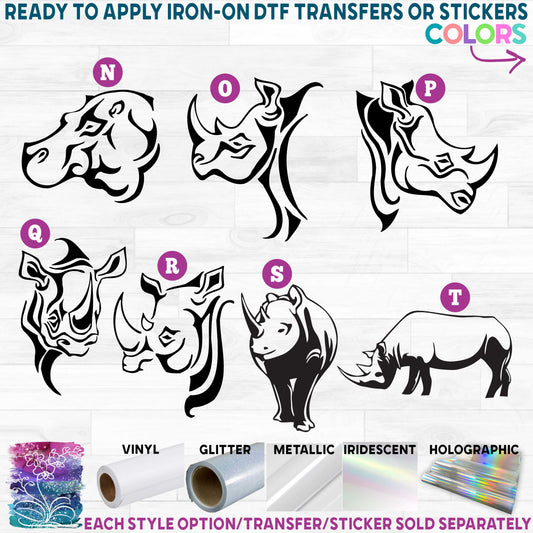 (s005-7) Hippo Rhino Printed Heat Transfer or Sticker