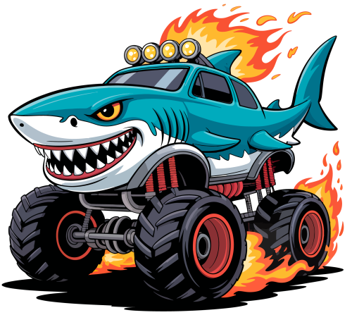 (s051-4-2G) Shark Monster Truck