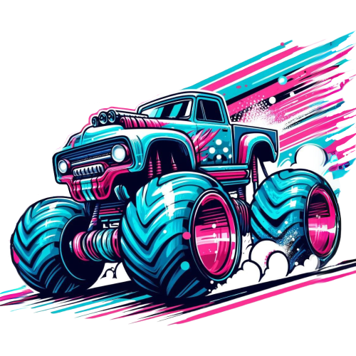 (051-04-1D) Turquoise Pink Monster Truck