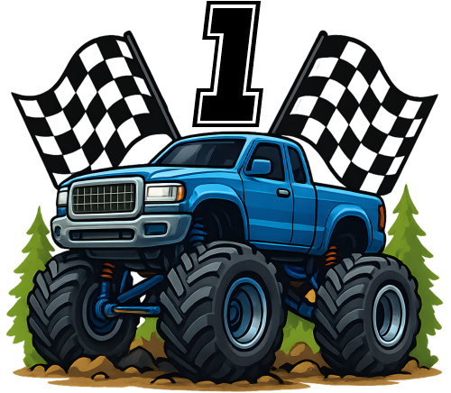 (051-04-2I) Monster Truck Racing Flags Number Age