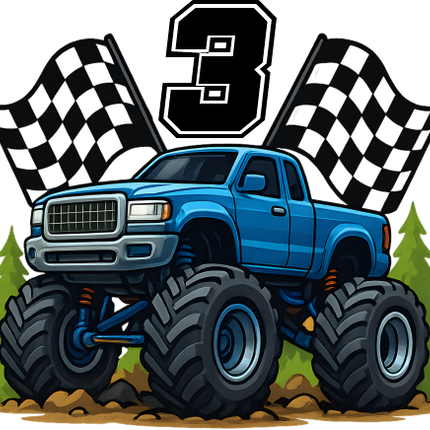 (051-04-2I) Monster Truck Racing Flags Number Age