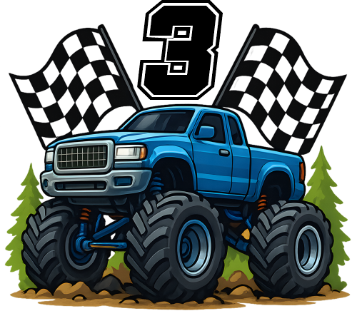 (051-04-2I) Monster Truck Racing Flags Number Age