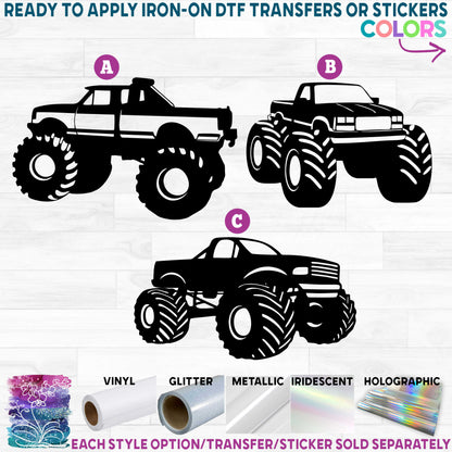 (s051-1) Monster Truck 4x4 Printed Heat Transfer or Sticker