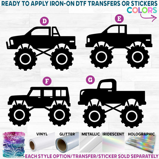 (s051-1) Monster Truck Trucks Jam 4x4 Printed Heat Transfer or Sticker