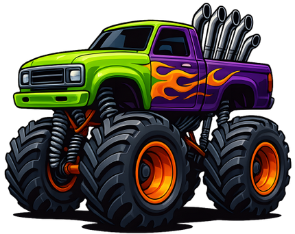 (051-04-1W) Green Purple Monster Truck