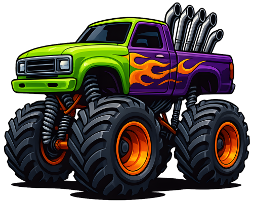 (051-04-1W) Green Purple Monster Truck