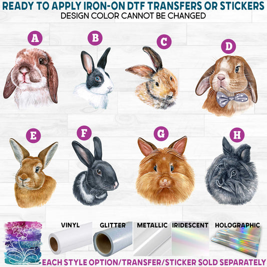 (s053-02) Watercolor Bunny Rabbits Rabbit Printed Heat Transfer or Sticker