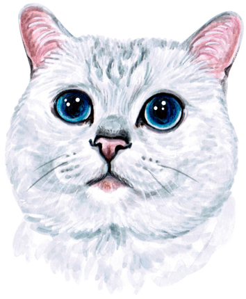 (s053-3-1W) Watercolor Cat Face