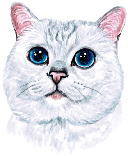 (s053-3-1W) Watercolor Cat Face