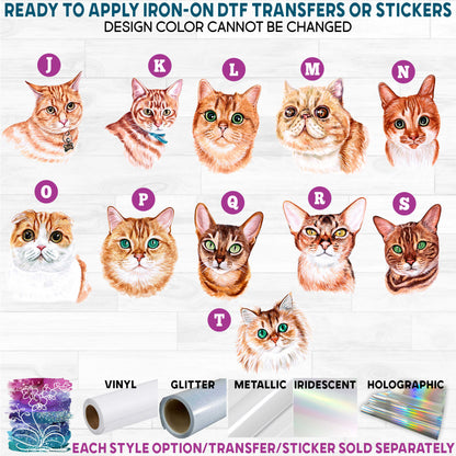 (s053-03) Watercolor Cats Cat Kitty Kitten c Printed Heat Transfer or Sticker