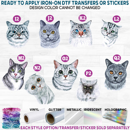 (s053-03) Watercolor Cats Cat Kitty Kitten d Printed Heat Transfer or Sticker