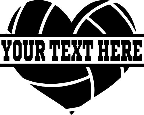 (054-01-1K) Volleyball Heart Ball Split Team Name Custom Iron-On Transfer