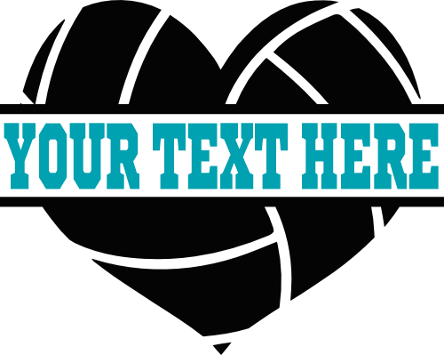 (054-01-1K) Volleyball Heart Ball Split Team Name Custom Iron-On Transfer