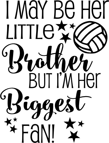 (054-06-1M) Her Brother Biggest Fan Volleyball Iron-On Transfer