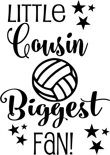 (054-06-1M) Little Cousin Biggest Fan Volleyball Iron-On Transfer