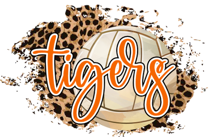 (054-06-1N) Tigers Volleyball Leopard Iron-On Transfer