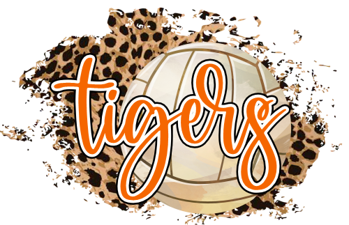 (054-06-1N) Tigers Volleyball Leopard Iron-On Transfer