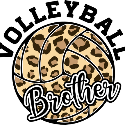 (054-06-1O) Volleyball Brother Leopard Print Text Iron-On Transfer