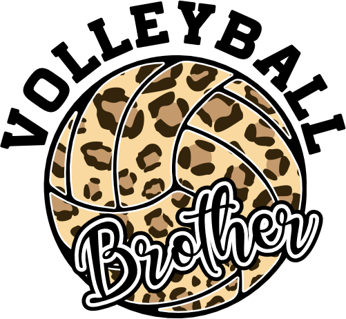(054-06-1O) Volleyball Brother Leopard Print Text Iron-On Transfer