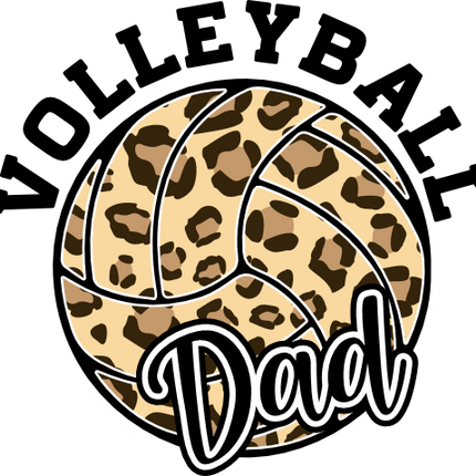 (054-06-1O) Volleyball Dad Leopard Print Text Iron-On Transfer