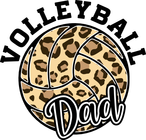 (054-06-1O) Volleyball Dad Leopard Print Text Iron-On Transfer