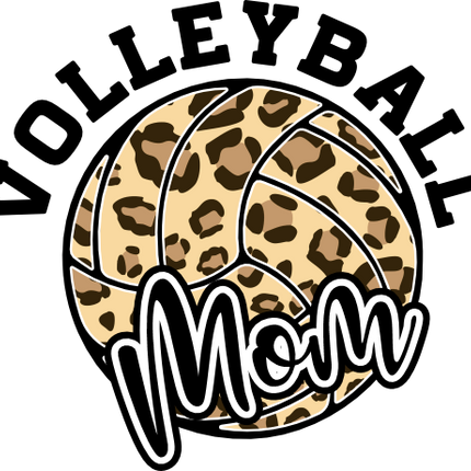 (054-06-1O) Volleyball Mom Leopard Print Text Iron-On Transfer