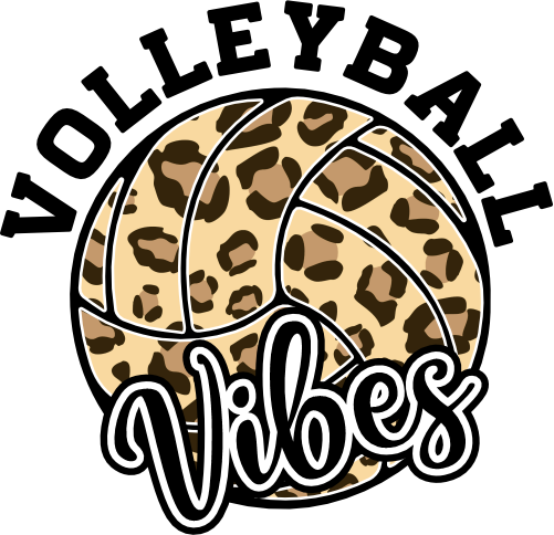 (054-06-1P) Volleyball Vibes Leopard Print Text Iron-On Transfer