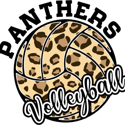 (054-06-1P) Panthers Volleyball Leopard Print Text Iron-On Transfer
