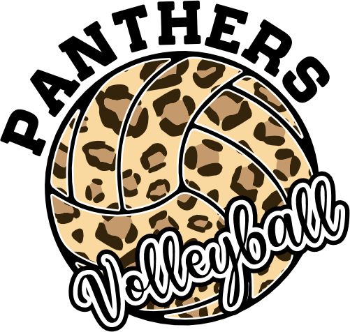 (054-06-1P) Panthers Volleyball Leopard Print Text Iron-On Transfer