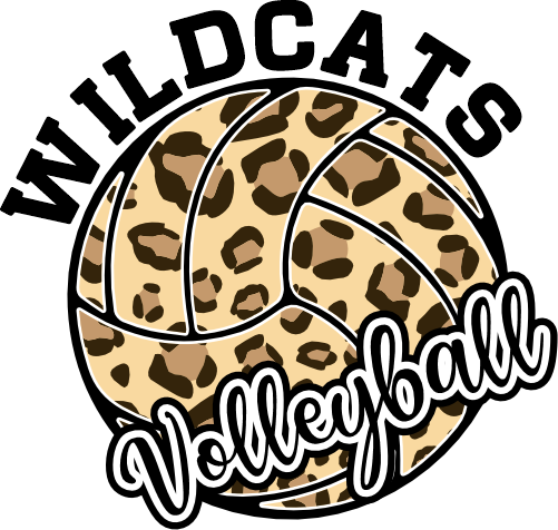 (054-06-1P) Wildcats Volleyball Leopard Print Text Iron-On Transfer