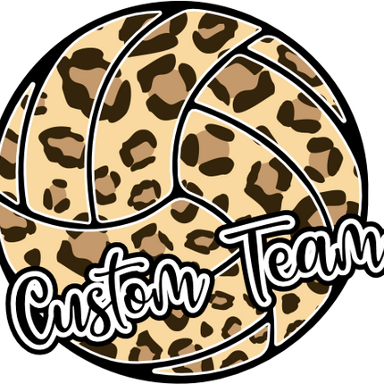 (054-06-1Q) Leopard Print Volleyball Custom Text Iron-On Transfer
