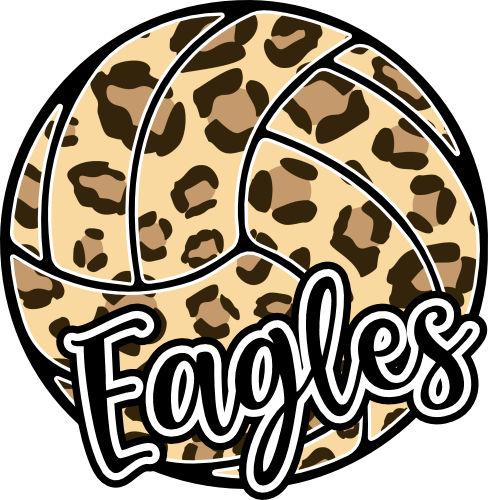 (054-06-1Q) Eagles Leopard Print Volleyball Iron-On Transfer