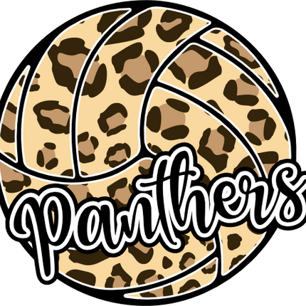 (054-06-1Q) Panthers Leopard Print Volleyball Iron-On Transfer